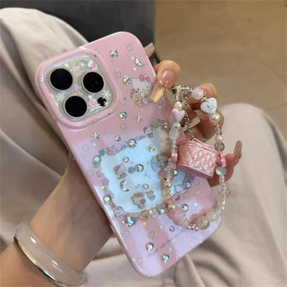 Flowers Hello Kitty Bling Glitter Pink Phone Case