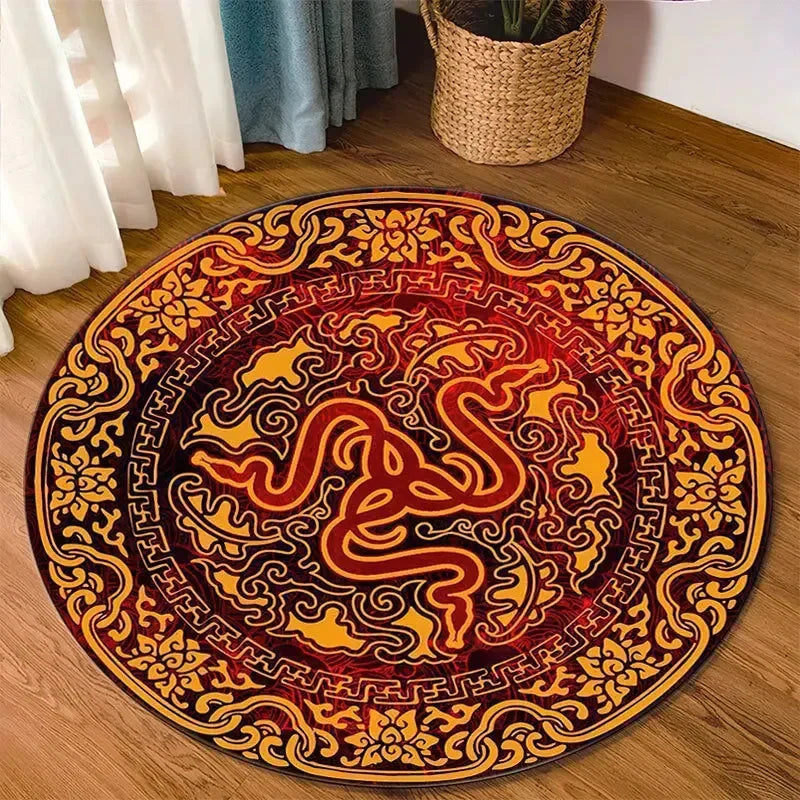 Razer Round Rugs Carpet Game Rome Gamer Gift Door Floor Mat Playroom Upholstery Living Room Bedroom Fashion Gaming Rug Decor