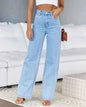 Women's High Waist Straight Leg Women's Jeans Denim Loose Fit with Pockets Wide Leg Basics