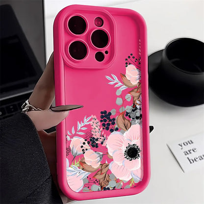 Flower Shockproof Matte Silicone Cover Phone Case