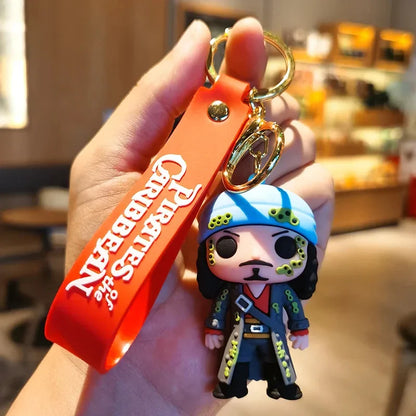 Pirates Of The Caribbean Cute Doll Pendant Anime Figures Jack Sparrow Fashion Backpac Keychain Bag Keyring Pendant Birthday Gift