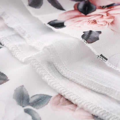 Lace-Up Mini Dress - Chiffon Print Short-Sleeved Ruffled Women's Dress