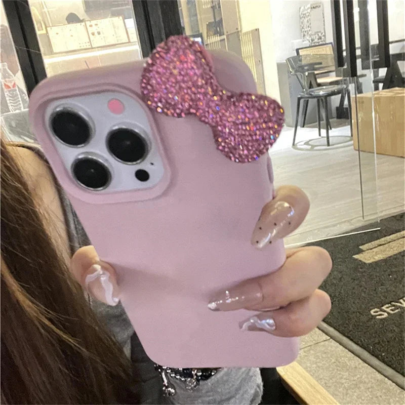 Cute 3D Diamond Bow Pink Phone Case