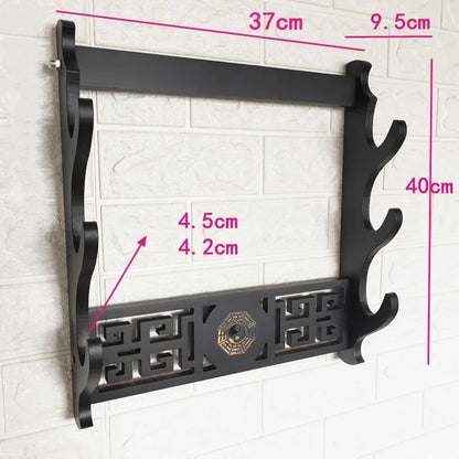 Wall Katana Support Sword Holder Wooden Wall Mount Multi-layer Stand Umbrella Rapier Shelf Display Support Weapon Bracket Holder