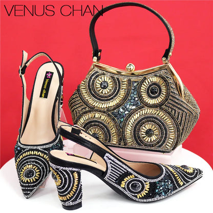 Popularity Italian Design Luxury Women's Pointed Shoes And Bag Set