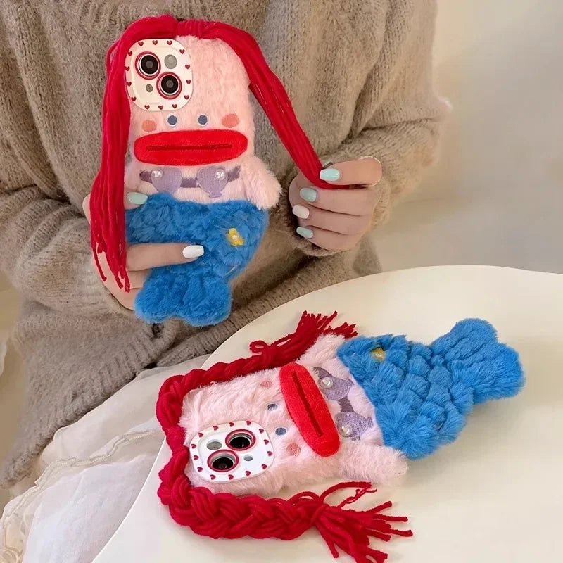 3D Cute Plush Mermaid Girls Gift Phone Case
