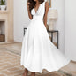 Women's Casual Sundress Solid Color Sleeveless V Neck Side Zipper Long Dress Elegant Sundress