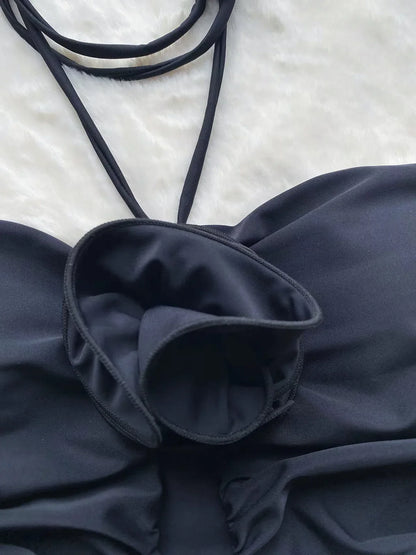 Black rose one piece swimsuit