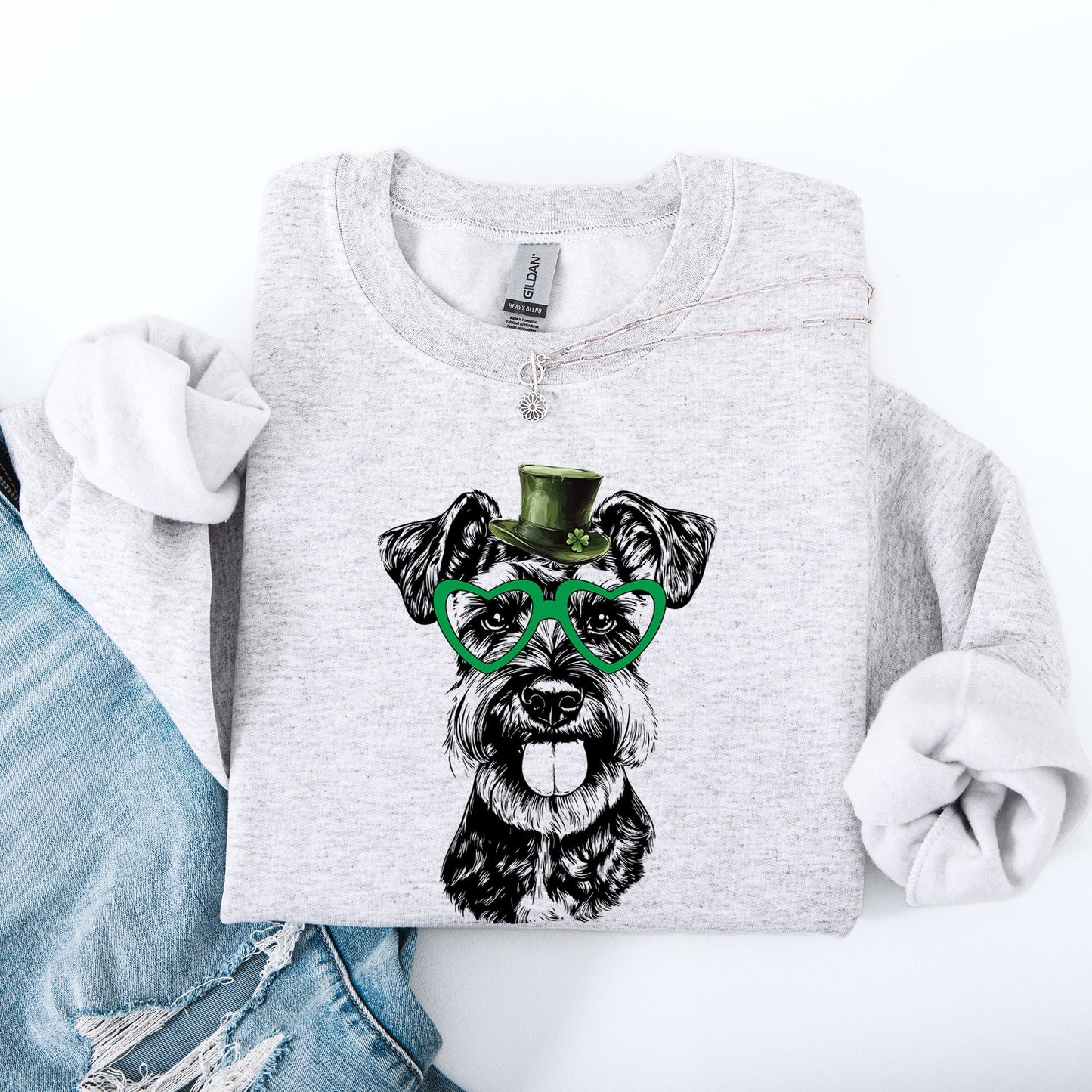 Schnauzer, Adorable Dog, St Patrick's Day, Lucky, Irish Sweatshirt