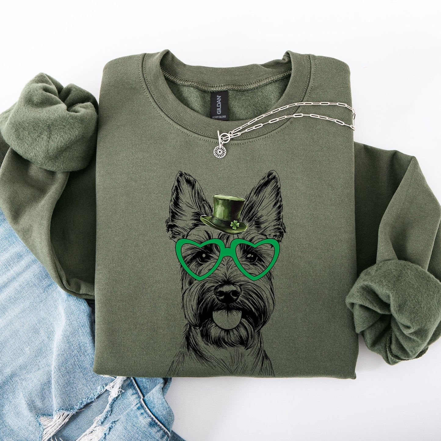 Scottish Terrier, Scotty, Adorable Dog, St Patrick's Day, Lucky, Irish Sweatshirt