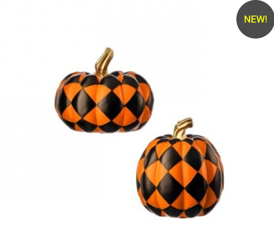 6" RESIN HARLEQUIN PUMPKINS - SET OF 2