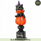 14" LED RESIN CAT PUMPKIN STACK