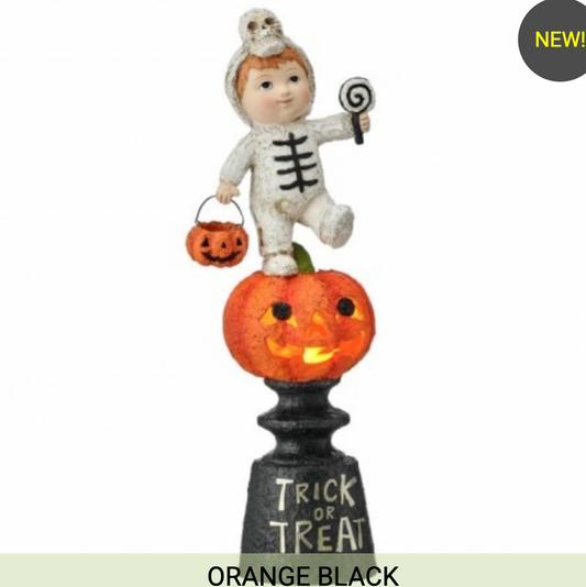 16.5" LED RESIN TRICK OR TREATER PUMPKIN STACK