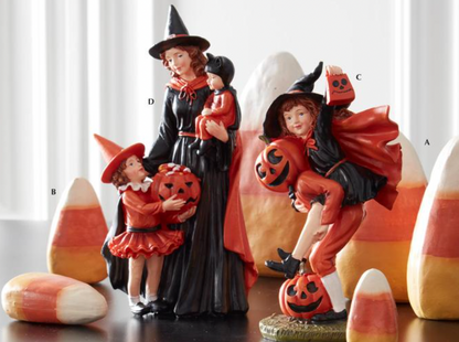 9.25" Resin Halloween Mom & Kids