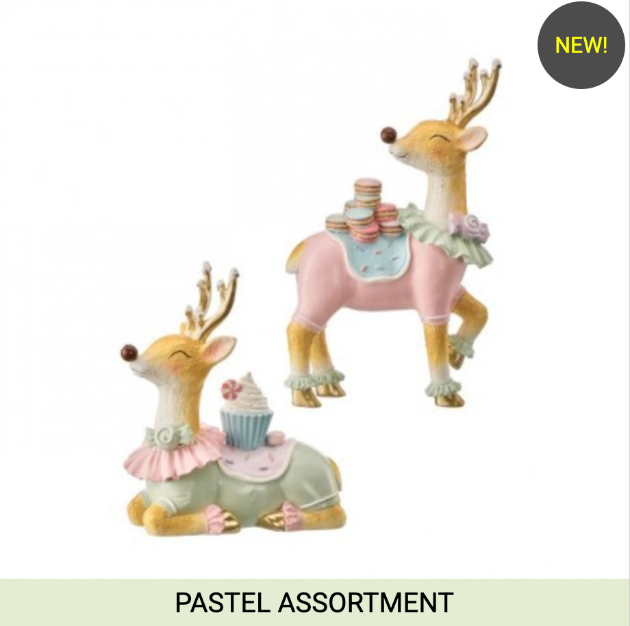 Santa's Sweet Shoppe Collection - 12" RESIN MACAROON DEER SET OF 2