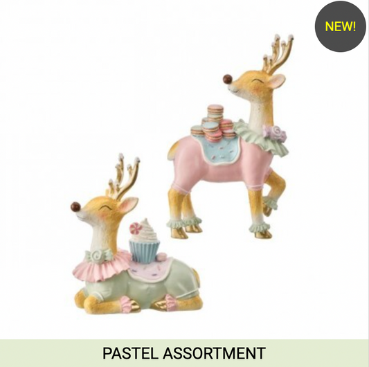 Santa's Sweet Shoppe Collection - 12" RESIN MACAROON DEER SET OF 2