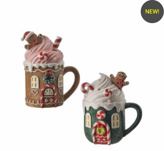 8" RESIN SWEETS GINGERBREAD MUG SET OF 2