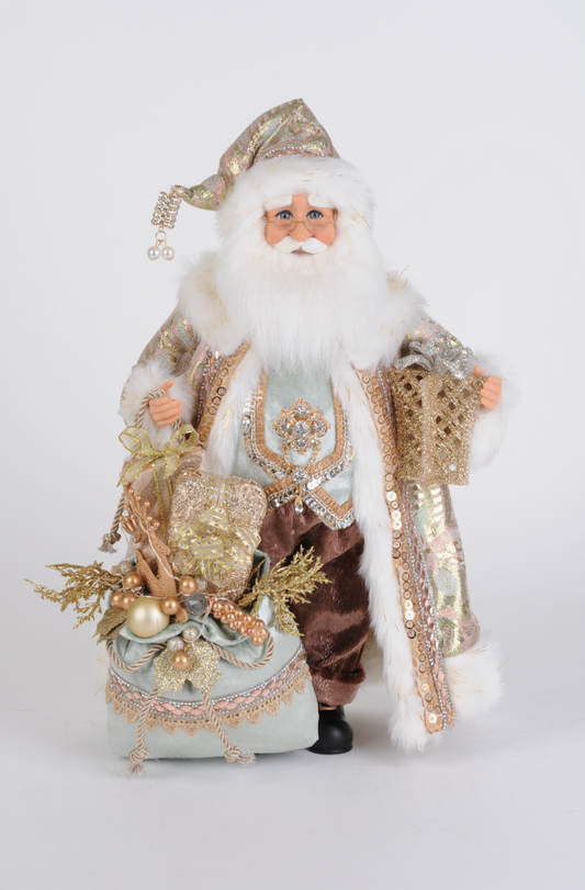 17" Lighted Sage Elegance Santa