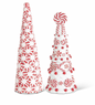 Set of 2 Glittered Clay Dough Peppermint Candy Cone Trees