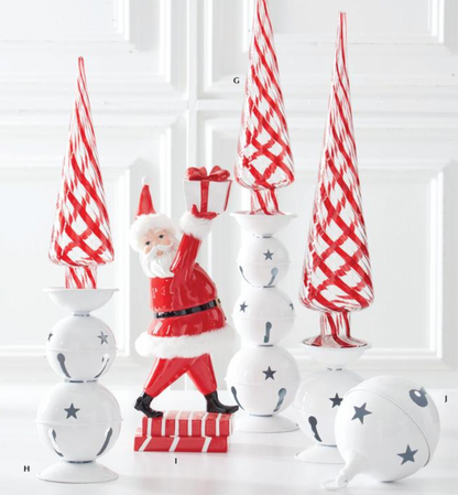 16.5" Glossy Red Resin Santa Holding Gift