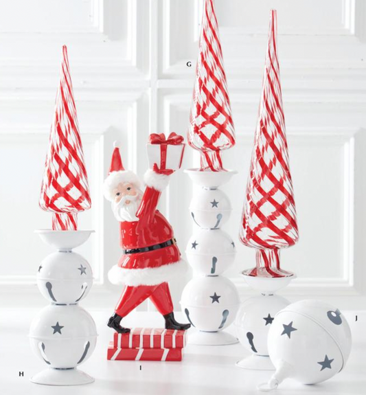 16.5" Glossy Red Resin Santa Holding Gift