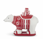 10" White & Red Ceramic Polar Bear Container