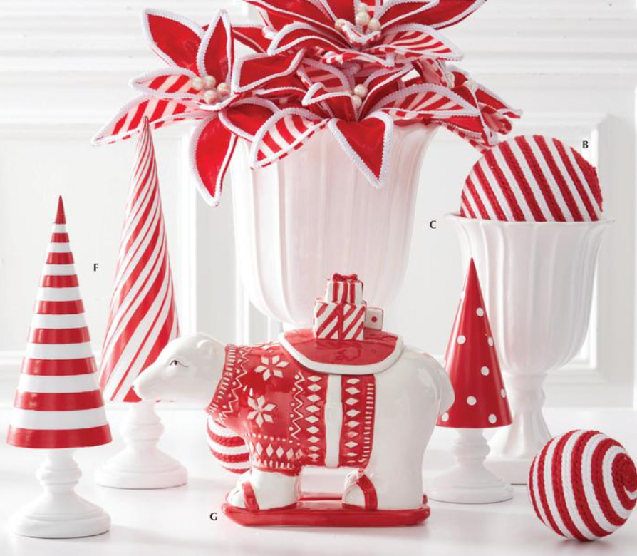 10" White & Red Ceramic Polar Bear Container