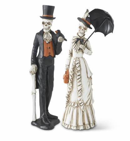 13" Resin Skeleton Man & Lady SET OF 2