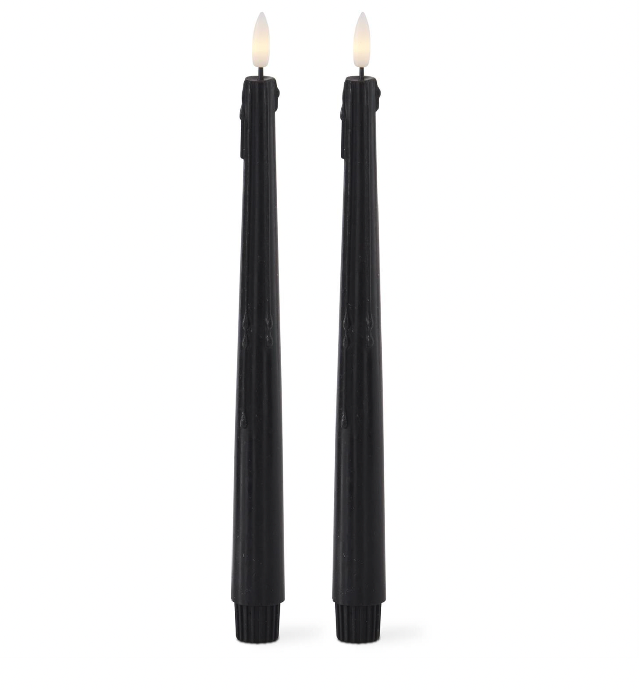 Set of 2 -  11.5" Black LED Drip Taper Candles with Timer