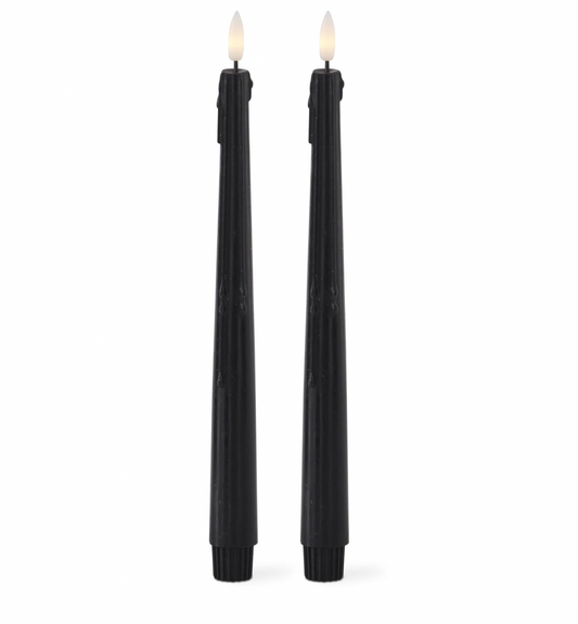 Set of 2 -  11.5" Black LED Drip Taper Candles with Timer