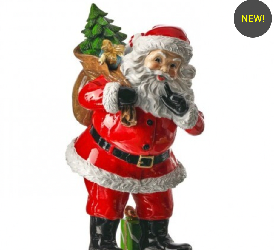 Christmas Carousel Collection - 10" RESIN SANTA W/TOY SACK