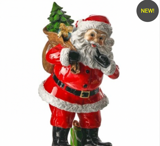Christmas Carousel Collection - 10" RESIN SANTA W/TOY SACK