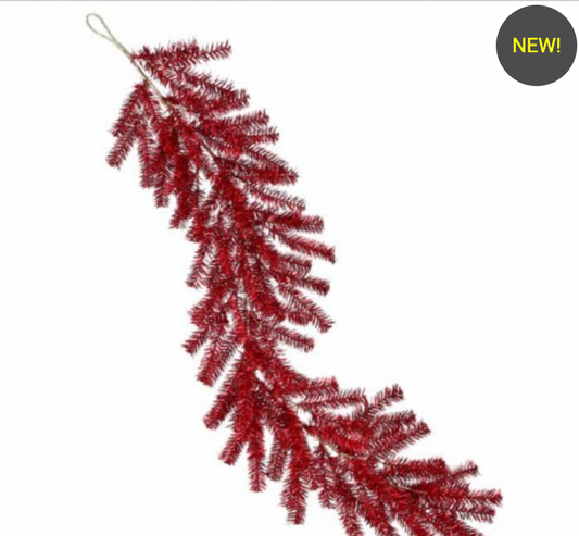Christmas Carousel Collection - 48" RETRO TINSEL GARLAND - RED