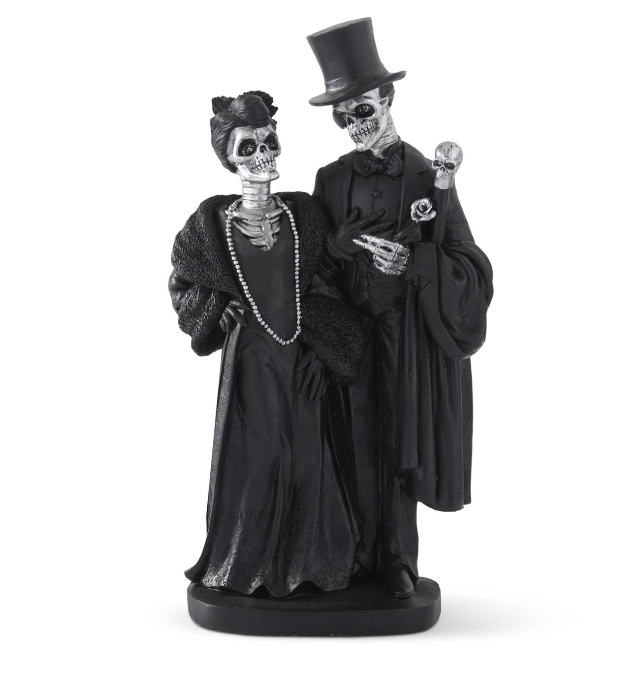 18" Black & Silver Resin Skeleton Couple