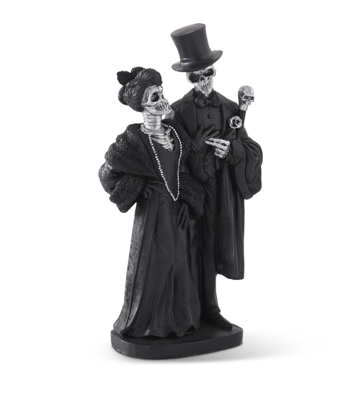 18" Black & Silver Resin Skeleton Couple