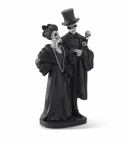18" Black & Silver Resin Skeleton Couple