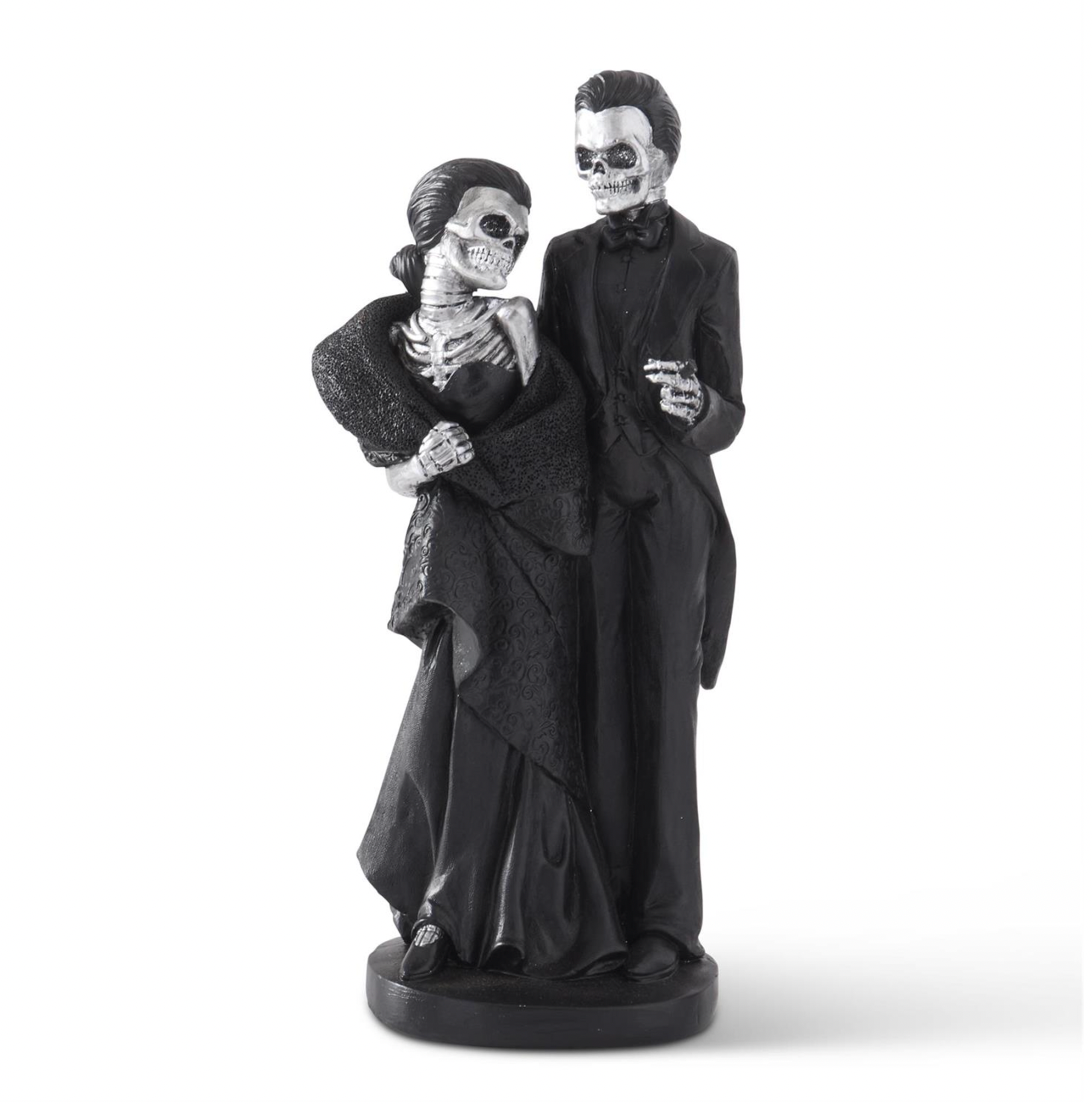 13" Black & Silver Resin Skeleton Couple