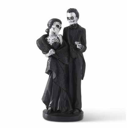 13" Black & Silver Resin Skeleton Couple