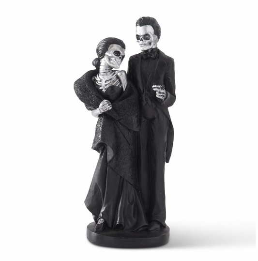 13" Black & Silver Resin Skeleton Couple