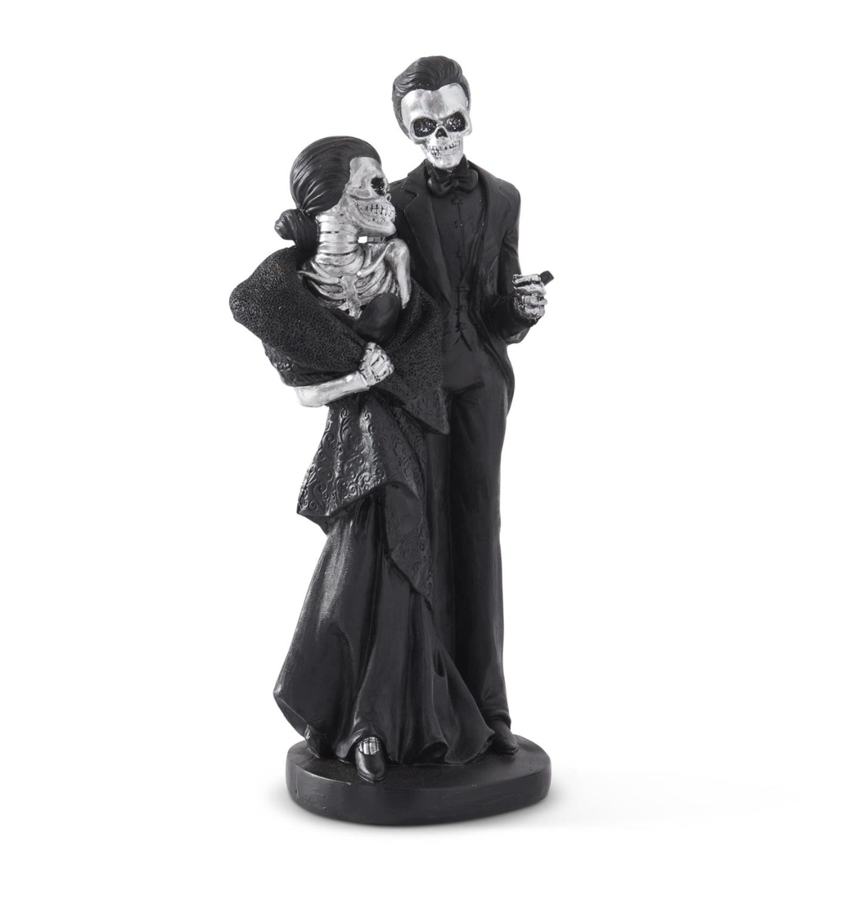 13" Black & Silver Resin Skeleton Couple
