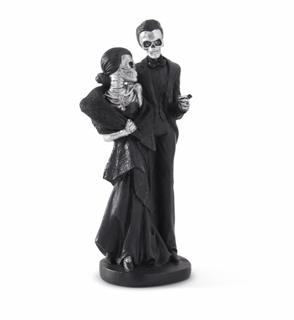 13" Black & Silver Resin Skeleton Couple