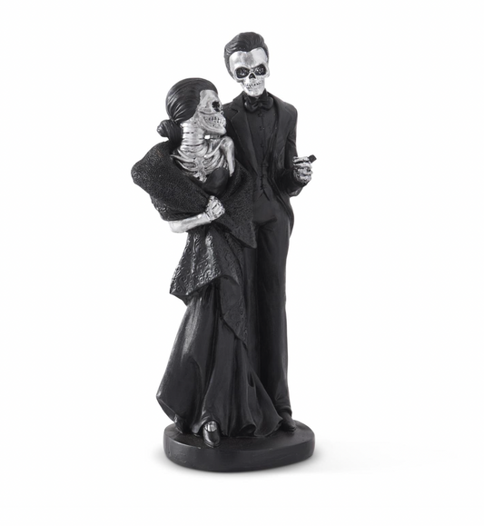 13" Black & Silver Resin Skeleton Couple