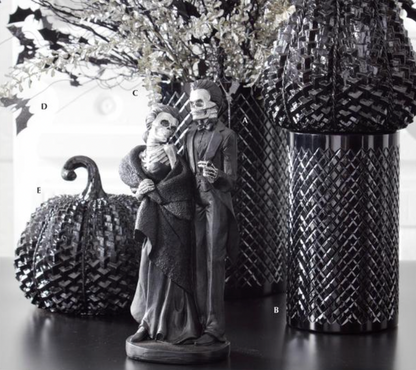 13" Black & Silver Resin Skeleton Couple