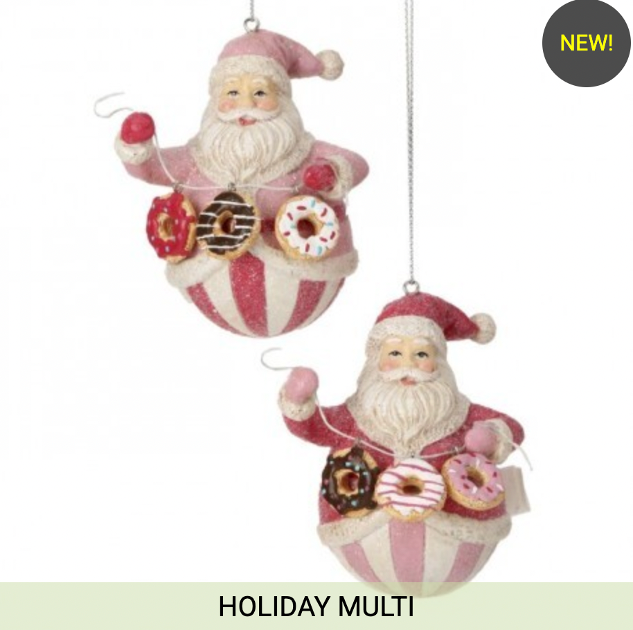 Santa's Sweet Shoppe Collection - 4" RESIN SWEETS SANTA ORNAMENT - SET OF 2