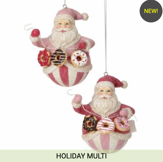 Santa's Sweet Shoppe Collection - 4" RESIN SWEETS SANTA ORNAMENT - SET OF 2