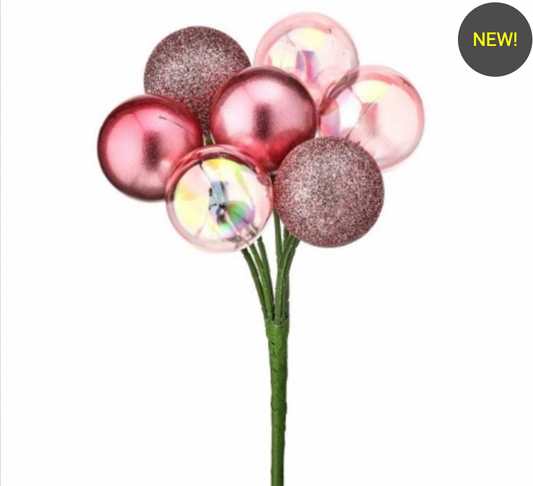 Santa's Sweet Shoppe Collection - PINK IRIDESCENT BALL PICK SPRAY