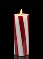 Candy Cane Lane - 8"H FLAMELESS CANDY CANE CANDLE RED/WHITE LED