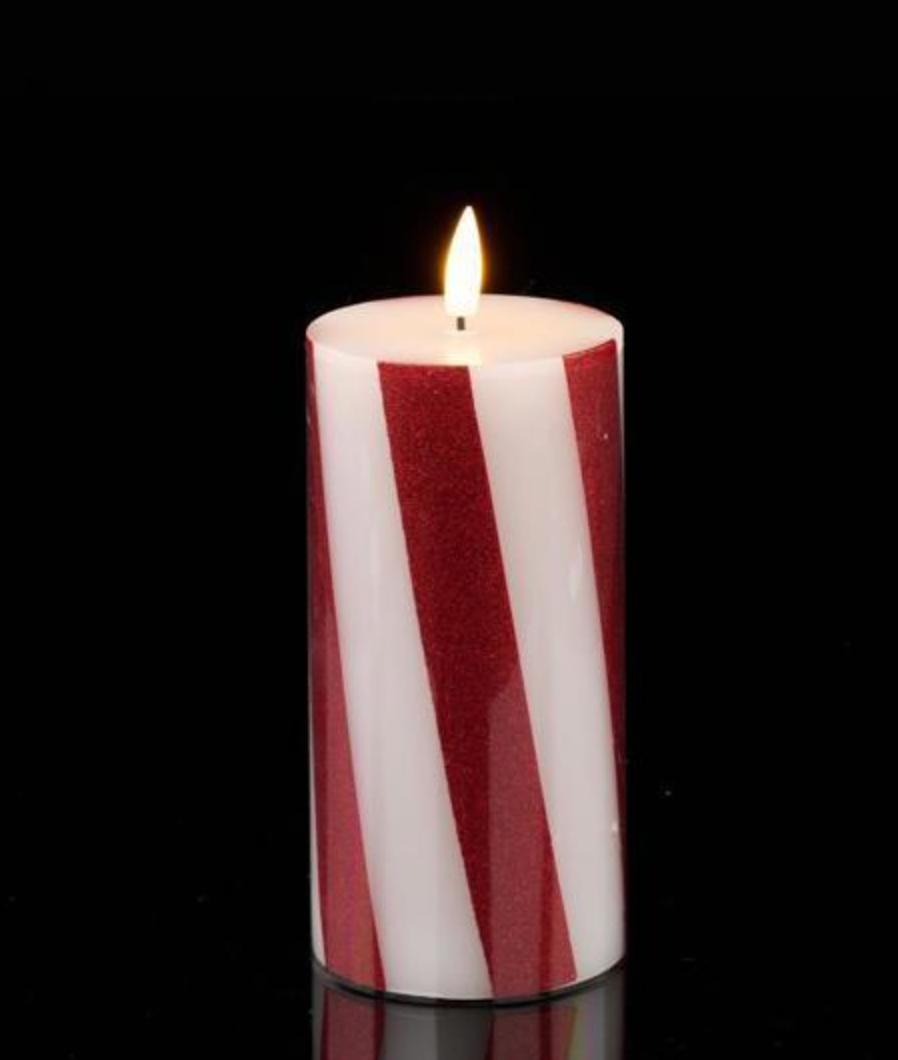Candy Cane Lane - 6"H FLAMELESS CANDY CANE CANDLE RED/WHITE LED