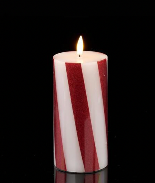 Candy Cane Lane - 6"H FLAMELESS CANDY CANE CANDLE RED/WHITE LED