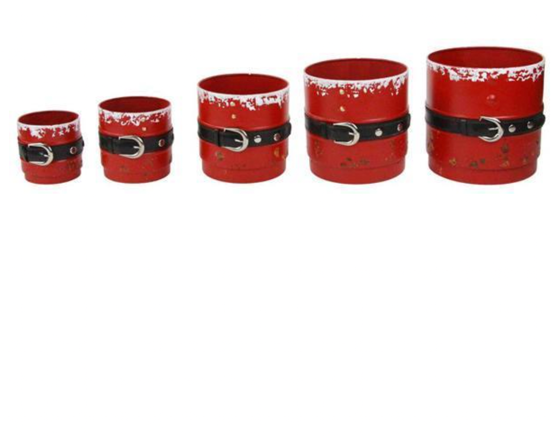 Candy Cane Lane - SET OF 5 RED, BLACK AND WHITE WATERPROOF SANTA PLANTERS